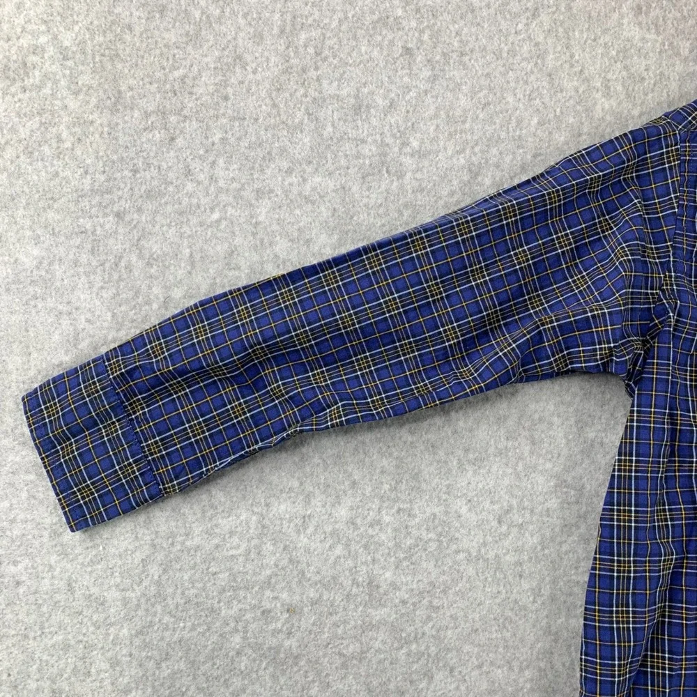 Ralph Lauren Button Down Shirt Boys‎ 4 Blue Plaid Long Sleeve Cotton Pony Logo
